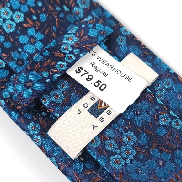 JOSEPH ABBOUD Men's Necktie 100% Silk, Flower Pattern, Color Blue Tie - NWT - Picture 9 of 12